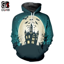 OGKB 3D Printed Women Castle Bat Hoodies Autumn New Style Halloween   Pullover Direct Selling Spandex Clothing 2024 - buy cheap