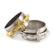 Кольцо из нержавеющей стали с распятием, поворотное круглое кольцо золотого и серебряного цветов, несколько размеров 2024 - купить недорого