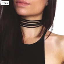 Hzew Мода женщин ключицы ожерелье s многослойное Черное короткое ожерелье кулон с крестиком воротник ожерелье для женщин 2024 - купить недорого