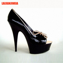 LAIJIANJINXIA-zapatos de charol para mujer, calzado de tacón alto de aguja grueso, de lujo, de diseñador, color negro 2024 - compra barato