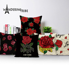 Funda de cojín Rosa decorativa para Primavera, cojines florales de flores, 45X45 Cm, almohada de lino 2024 - compra barato