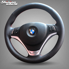 Shining wheat Black Genuine Leather Car Steering Wheel Cover for BMW X1 2012 2015 2024 - buy cheap