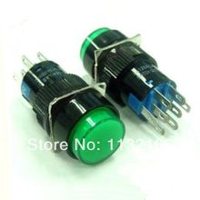 10pcs 110VAC Pilot Light Lamp 16mm Green 2NO 2NC Terminal 8 Pin DPDT Maintained Latching Push Button Switch 2024 - buy cheap