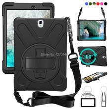 For Samsung Galaxy Tab S3 9.7 SM-T820 T820 T825 T829 PC+Silicone hard Cover w/360 Swivel Stand holder, Hand Strap & Neck Strap 2024 - buy cheap