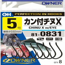 Authentic OWNER CHINU Hooks With Ring Super Lightweight Barbed Hook Carbon Steel Fishing Hooks Black Sharp Anzol Hook With Eye 2024 - buy cheap