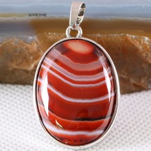 Colgante de Onyx para collar K668, piedra Natural ovalada, cabujón, vetas rojas y naranjas, 1 ud. 2024 - compra barato