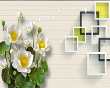 beibehang Custom Wallpaper Home Decorative Mural 3D Relief White Lotus TV Background Wall Living Room Bedroom Mural 3d wallpaper 2024 - buy cheap