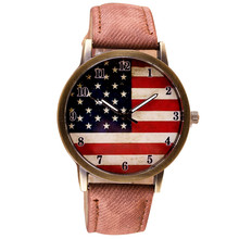 #5001American Flag pattern Leather Band Analog Quartz Vogue Wrist Watches  reloj mujer New Arrival Freeshipping Hot Sales 2024 - buy cheap