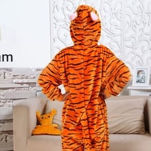 Tiger Pajama Suit For Kids Animal Onesie Winter Warm Flannel Sleepwear Hooded Anime Kigurumi Cosplay Costume Party Cute Fantasy 2024 - buy cheap