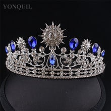 Magnificent Blue Rhinestone Bridal Tiaras Noble Crystal Crown for Women Wedding Pageant Jewelry High Quality 3Pcs/Lot MYQC010 2024 - buy cheap