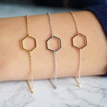 Pulsera de polígono hexagonal de línea hueca Simple, pulseras abiertas cortadas, joyería geométrica de bendición suerte para boda, regalo para mujer 2024 - compra barato