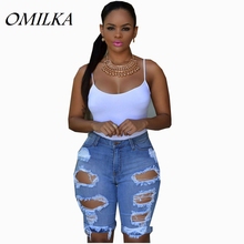 OMILKA Short Jeans Women 2017 Summer High Waisted Ripped Denim Distress Shorts Jeans Casual Hole Rock Boyfriend Jeans Shorts 2024 - buy cheap