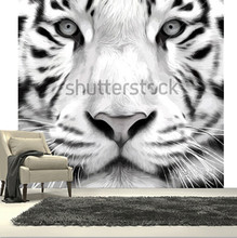 Custom 3D large mural,White tiger head  papel de parede ,living room sofa TV wall  bedroom wall paper 2024 - buy cheap