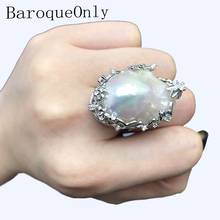 BaroqueOnly natural freshwater pearl 925 Silver Ring  huge Size high gloss Baroque Irregular Pearl Ring, Women Gifts RA 2024 - buy cheap