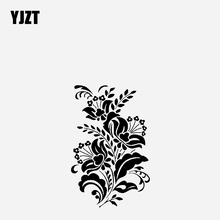 YJZT 11.4CM*17.6CM Flower Creative Design And Decoration Car Sticker Vinyl Decal  Black/Silver C23-0733 2024 - buy cheap