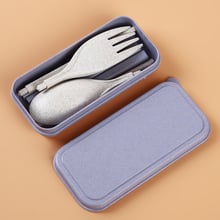 Portable Wheat Straw Fork Cutlery Set Foldable Folding Chopsticks Cutlery Set Picnic Camping Travel Tableware Set With Box 2024 - buy cheap