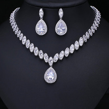 Hot Clear Cubic Zircon Wedding Jewelry Sets ,Bridal Earrings Necklace Set,Promotion,Nickel Free, Factory price 2024 - buy cheap