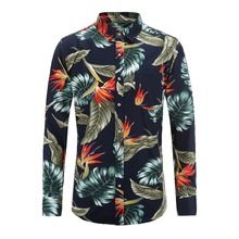 2019 New Floral Printed Casual Men Shirts Cotton Fashion Men Dress Shirt Slim Fit Male Long Sleeve Brand Social Men Clothing 3XL 2024 - buy cheap