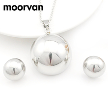 Moorvan Fashion Style Half Round Jewelry Set Polished Pendant Necklace 50cm Chain & Stud Earrings For Women Free Shipping 2024 - buy cheap