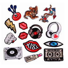 Kiss Lightning Lips Eyes Anchor Patch Iron on Patches for Clothing Embroidered Applique Fabric Sticker Badge DIY Apparel Acc. 2024 - buy cheap