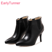 Botas de invierno de Glamour para mujer, botines de vestir en color negro y amarillo, zapatos de tacón alto ES94 de talla grande 10 32 43 46 2024 - compra barato