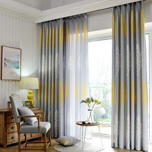 American Country Style Plantain Leaves Curtains For Living Room Window Tulle Grey Semi-shade Curtain Bedroom White Yellow Fabric 2024 - buy cheap