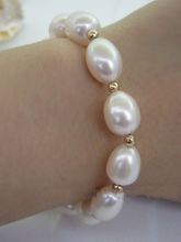 NATURAL 9X13MM SOUTH SEA GENUINE WHITE PEARL BRACELET 14K/20 GOLD CLASP 2024 - buy cheap