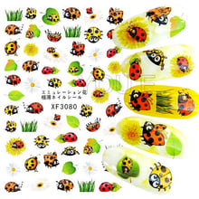 Nail Art Sticker for Nails Art Decals Ladybird Flowers Adhesive 3D Leaves Manicure for Nails Design Art Transfer Foil Decoration 2024 - buy cheap