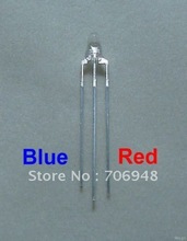 Bicolor 1000 piezas 3mm agujero pasante bi-color (azul/rojo) led diodo emisor de ánodo común 2024 - compra barato