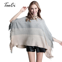 Fashion Women Beige Sweater Pullover Lady Hairball Tassels Poncho Long Knitted Pullovers Knitted Cape Coat 5 Colors Provided 2024 - buy cheap