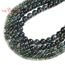 Natural Stone Moss Agates String Loose Round Beads Strand 4 6 8 10 12 14 MM DIY Charms Beads For Jewelry Making 2024 - buy cheap
