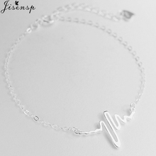 Jisensp-pulsera de cadena de Color plata para mujer, brazalete sencillo del ritmo cardíaco del corazón, joyería médica ECG Doctor, S925 2024 - compra barato