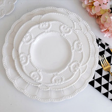Поднос для еды десерт плоская тарелка стейк Блюдо Столовая посуда элегантный белый Delica Basso-relievo свадьба столовая тарелка посуда 1 шт. 2024 - купить недорого