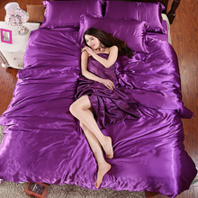 pure satin silk bedding set,Home Textile King size bed set,bedclothes,duvet cover flat sheet pillowcases Wholesale 2024 - buy cheap