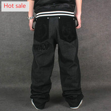 Hot Men Baggy Jeans Plus Big Size Mens Hip Hop Jeans Long Loose Fashion Skateboard Baggy Relaxed Fit Jeans For Men Blue 44 46 2024 - buy cheap