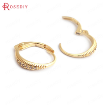 (B072)4 pieces 16.5x16mm 24K Gold Color White Zircon Brass Round Shape Earrings Hooks Earrings Loop Jewelry Findings Accessories 2024 - buy cheap