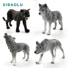 Simulação de leopardo lobo pantera preta, modelo animal, estatueta para decoração de casa, jardim das fadas em miniatura, acessórios para decoração, brinquedos para presente 2024 - compre barato