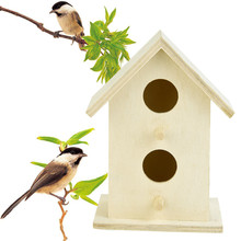 Casa de pássaro de madeira com dois buracos, criativo, parede, montado, madeira, ar livre, ninho de pássaro, caixa de madeira, dropshipping, l * 5 2024 - compre barato