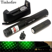 Tinhofire-puntero láser verde 303, 5mW, longitud Focal ajustable y filtro de patrón de estrella + batería 4000 de 18650 mah + cargador 2024 - compra barato