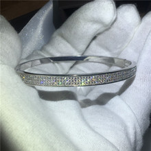 Vecalon-pulsera de compromiso de circonia cúbica 5A, brazalete de mujer lleno de oro blanco, accesorios de boda 2024 - compra barato