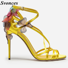 Sandalia tiras y-Sandalias de tacón alto para mujer, zapatos sexys de tacón de mariposa, con bombas para bailar, color amarillo, 2019 2024 - compra barato