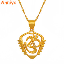 Anniyo Yoga Necklace Pendant Women Hinduism India Outdoor Sport Chain Gold Color Jewelry  Hindu Buddhist  OM 2024 - buy cheap