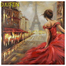 Full Square Diamond mosaic red skirt dance girl Paris street Full Round Diamond embroidery Cross stitch 5D DIY Diamond painting 2024 - buy cheap