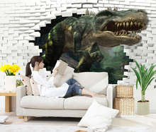 Custom papel DE parede infantil, 3 d dinosaur murals for boys and girls children room bedroom setting wall waterproof wallpaper 2024 - buy cheap