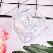 1pc  Clear Transparent Can Open Favor Boxes Baby Shower favor souvenirs Square Wedding Candy Box 2024 - buy cheap