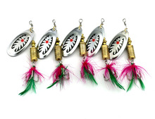 10Pcs New Spoon Fishing Lures With Feather Hooks Isca Artificial Wobbler Metal Spinner Baits 7.5CM 10G 2024 - buy cheap
