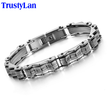 TrustyLan Cool 10MM Wide Mens Bracelets Bangles Solid Stainless Steel Brand Cuff Bracelet Men Designer Male Jewelry Wristband 2024 - купить недорого