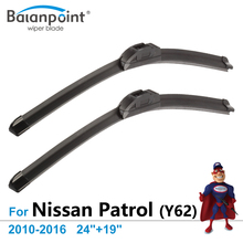 Wiper Blades for Nissan Patrol (Y62) 2010-2016 24"+19", Set of 2, Bracketless Wipers 2024 - buy cheap