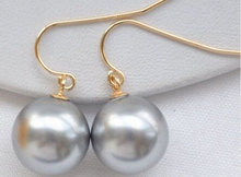 Beautiful AAA Perfect Round Grade 16mm GRAY Shell Pearl Earrings >Lovely Fine Nobility Lady's Women's Earrings 2024 - buy cheap