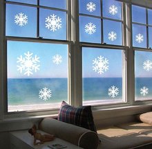 Наклейки на стену с изображением белого и синего снега на Рождество, праздничное украшение, водонепроницаемые наклейки на окна 2024 - купить недорого